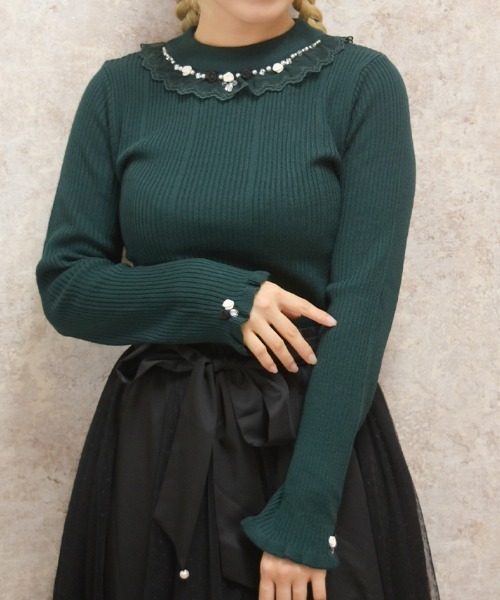 axes femme(アクシーズファム)の「バラボトルネックリブニット(ニット/セーター・レディース・ブラック/ダークグリーン/ピンク/ワイン/キナリ・FREE)」の14枚目の写真