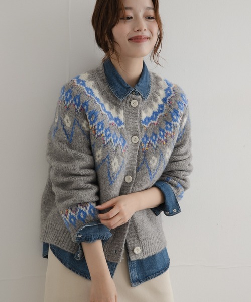 URBAN RESEARCH Sonny Label(アーバンリサーチサニーレーベル)の「ノルディック柄編みニットカーディガン(ニット/セーター・レディース・レッド/グレー/ブラウン・FREE)」の1枚目の写真