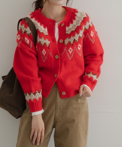 URBAN RESEARCH Sonny Label(アーバンリサーチサニーレーベル)の「ノルディック柄編みニットカーディガン(ニット/セーター・レディース・レッド/グレー/ブラウン・FREE)」の3枚目の写真