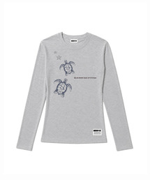 セミクロップド丈 turtlesPB 長袖Tシャツ [グレーメランジ]