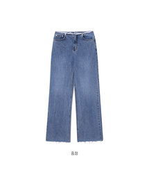 [W] ダメージカッティングデニムパンツ