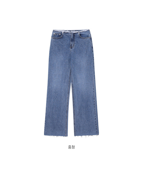 FORTYFOUR（フォーティフォー）の「[W] ダメージカッティングデニムパンツ（デニムパンツ・レディース・ライトブルー/スカイブルー/ブルー・SMALL/MEDIUM/LARGE）」の3枚目の写真