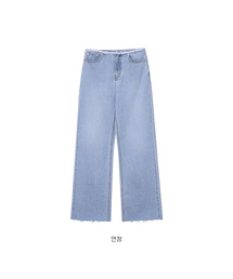 [W] ダメージカッティングデニムパンツ