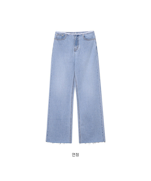 FORTYFOUR（フォーティフォー）の「[W] ダメージカッティングデニムパンツ（デニムパンツ・レディース・ライトブルー/スカイブルー/ブルー・SMALL/MEDIUM/LARGE）」の2枚目の写真