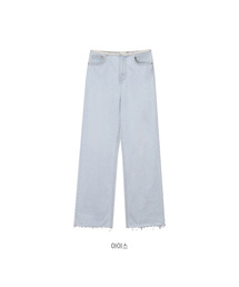 [W] ダメージカッティングデニムパンツ