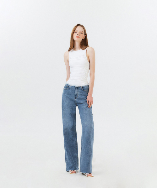 FORTYFOUR（フォーティフォー）の「[W] ダメージカッティングデニムパンツ（デニムパンツ・レディース・ライトブルー/スカイブルー/ブルー・SMALL/MEDIUM/LARGE）」の4枚目の写真