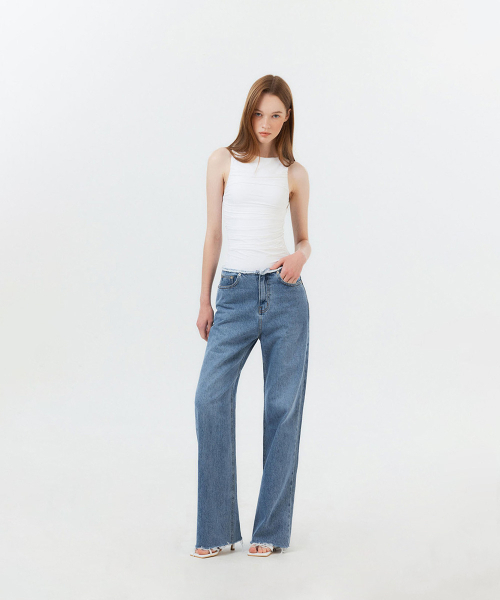 FORTYFOUR（フォーティフォー）の「[W] ダメージカッティングデニムパンツ（デニムパンツ・レディース・ライトブルー/スカイブルー/ブルー・SMALL/MEDIUM/LARGE）」の6枚目の写真