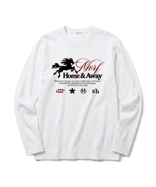 THEMORFHOUSE(ザモーフハウス)の「MORF ホームアンドアウェイ プリント スタンダードフィット ロングスリーブ アイボリー(Tシャツ/カットソー・レディース・その他・MEDIUM/LARGE)」の1枚目の写真