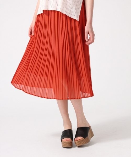 HARE（ハレ）の「ランダムプリーツミモレスカート(HARE)（スカート・レディース・グレー/オフホワイト/オレンジ・FREE）」の3枚目の写真