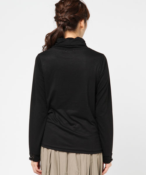axes femme(アクシーズファム)の「立体花モチーフタートル(Tシャツ/カットソー・レディース・ブルー/ダークグリーン/ブラック/キャメル/キナリ/ピンク・MEDIUM/LARGE)」の9枚目の写真