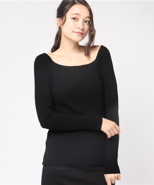 VENCEEXCHANGE（ヴァンスエクスチェンジ）の「スクエアプルオーバー                       （ニット/セーター・レディース・ブラック/ピンク/オフホワイト・MEDIUM）」の12枚目の写真