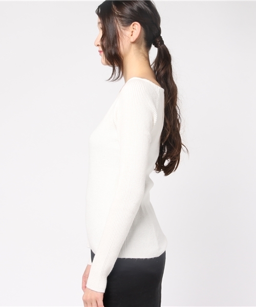 VENCEEXCHANGE（ヴァンスエクスチェンジ）の「スクエアプルオーバー                       （ニット/セーター・レディース・ブラック/ピンク/オフホワイト・MEDIUM）」の5枚目の写真