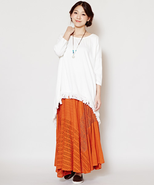 チャイハネ（チャイハネ）の「【チャイハネ】レースパッチワークスカート（スカート・レディース・オレンジ/ネイビー/ホワイト/ブルー/パープル/ピンク/ライトブルー/ブラック/レッド/グリーン/ダークパープル/イエロー・FREE）」の20枚目の写真