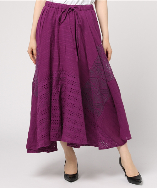 チャイハネ（チャイハネ）の「【チャイハネ】レースパッチワークスカート（スカート・レディース・オレンジ/ネイビー/ホワイト/ブルー/パープル/ピンク/ライトブルー/ブラック/レッド/グリーン/ダークパープル/イエロー・FREE）」の7枚目の写真