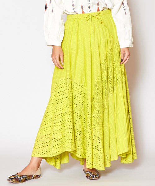 チャイハネ（チャイハネ）の「【チャイハネ】レースパッチワークスカート（スカート・レディース・オレンジ/ネイビー/ホワイト/ブルー/パープル/ピンク/ライトブルー/ブラック/レッド/グリーン/ダークパープル/イエロー・FREE）」の9枚目の写真