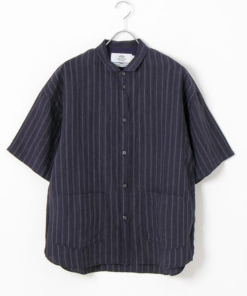 WORK NOT WORK URBAN RESEARCH(ワークノットワークアーバンリサーチ)の「WORK NOT WORK リネンストライプビッグシルエット5分袖シャツ(シャツ/ブラウス・メンズ・ベージュ/ネイビー・LARGE/MEDIUM/SMALL)」の10枚目の写真