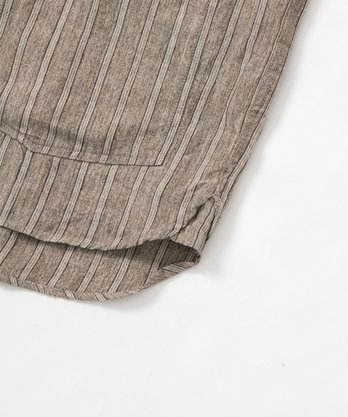 WORK NOT WORK URBAN RESEARCH(ワークノットワークアーバンリサーチ)の「WORK NOT WORK リネンストライプビッグシルエット5分袖シャツ(シャツ/ブラウス・メンズ・ベージュ/ネイビー・LARGE/MEDIUM/SMALL)」の15枚目の写真