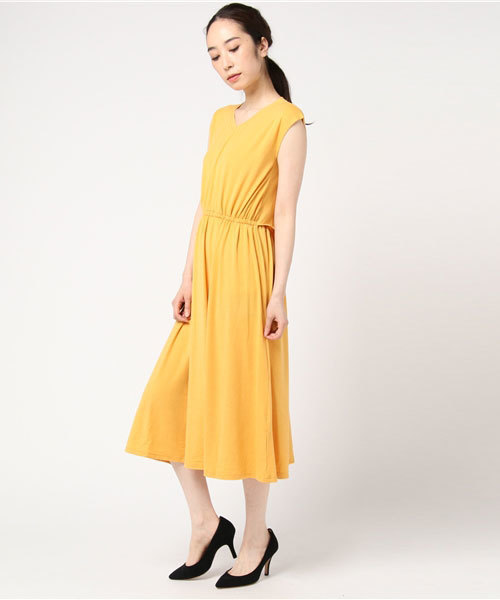 N.(N. Natural Beauty Basic)(エヌエヌナチュラルビューティーベーシック)の「バックリボンカットソーワンピース(ワンピース・レディース・イエロー/ネイビー/グレー/ブルー/ブラウン・MEDIUM)」の1枚目の写真