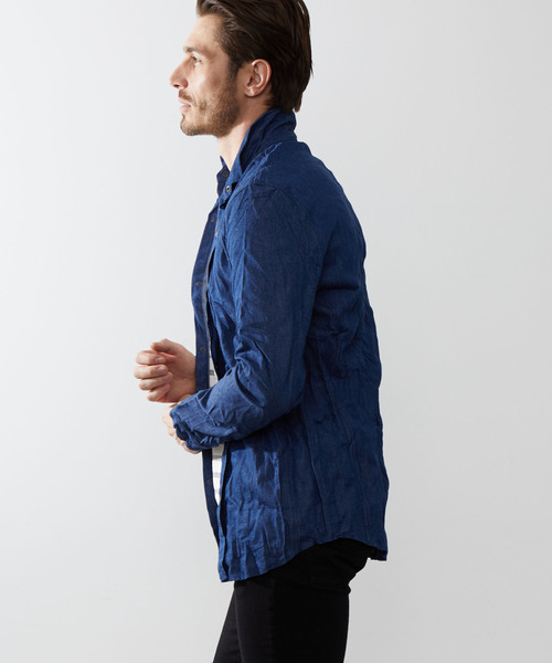 wjk black(ダブルジェイケイブラック)の「【wjk black】≪STUDIOUS限定≫デニムワッシャースタンドシャツ(シャツ/ブラウス・メンズ・インディゴブルー/ブルー・1/3/2)」の9枚目の写真