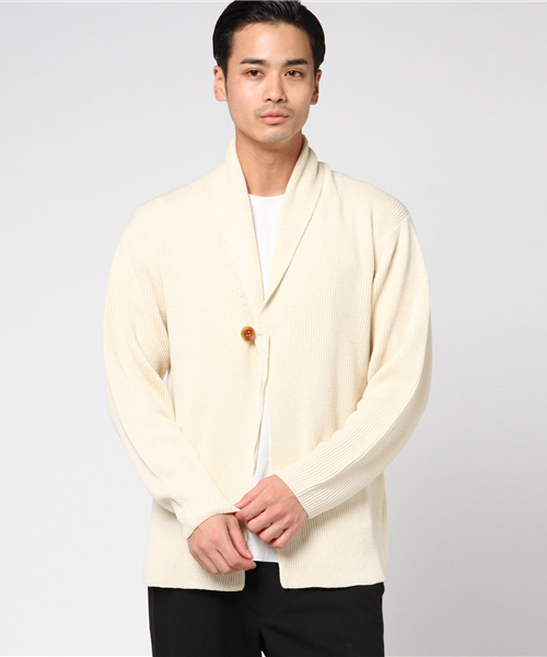 BATONER(バトナー)の「【BATONER】両畦ショールカラー(カーディガン/ボレロ・メンズ・ホワイト/ブラック/ワイン・S/M)」の2枚目の写真