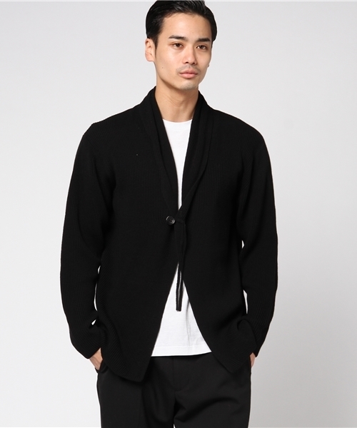 BATONER(バトナー)の「【BATONER】両畦ショールカラー(カーディガン/ボレロ・メンズ・ホワイト/ブラック/ワイン・S/M)」の3枚目の写真