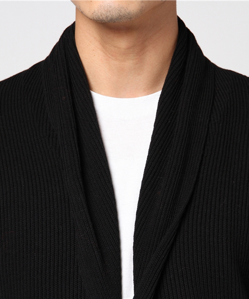 BATONER(バトナー)の「【BATONER】両畦ショールカラー(カーディガン/ボレロ・メンズ・ホワイト/ブラック/ワイン・S/M)」の7枚目の写真