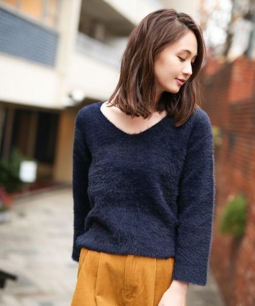 GLOBAL WORK（グローバルワーク）の「ソフトフェザープルオーバー長袖/771970 （ニット/セーター・レディース・ネイビー/グレー/ブルー/ワインレッド/ライトグリーン/ベージュ/グレー系その他・SMALL/MEDIUM/LARGE）」の5枚目の写真