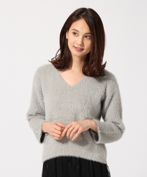 GLOBAL WORK（グローバルワーク）の「ソフトフェザープルオーバー長袖/771970 （ニット/セーター・レディース・ネイビー/グレー/ブルー/ワインレッド/ライトグリーン/ベージュ/グレー系その他・SMALL/MEDIUM/LARGE）」の2枚目の写真