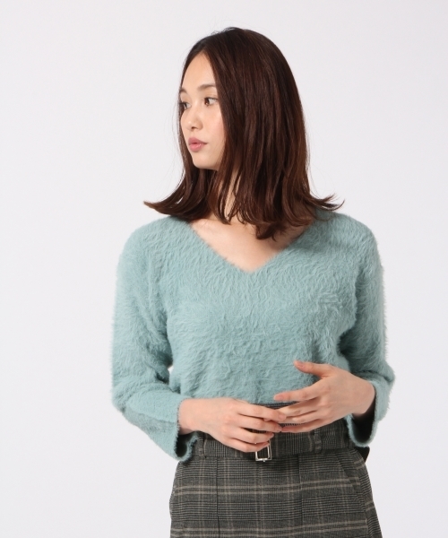 GLOBAL WORK（グローバルワーク）の「ソフトフェザープルオーバー長袖/771970 （ニット/セーター・レディース・ネイビー/グレー/ブルー/ワインレッド/ライトグリーン/ベージュ/グレー系その他・SMALL/MEDIUM/LARGE）」の4枚目の写真