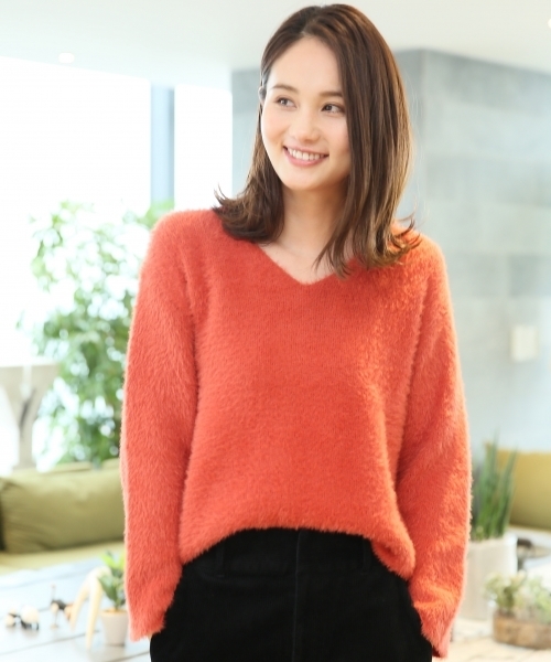 GLOBAL WORK（グローバルワーク）の「ソフトフェザープルオーバー長袖/771970 （ニット/セーター・レディース・ネイビー/グレー/ブルー/ワインレッド/ライトグリーン/ベージュ/グレー系その他・SMALL/MEDIUM/LARGE）」の7枚目の写真