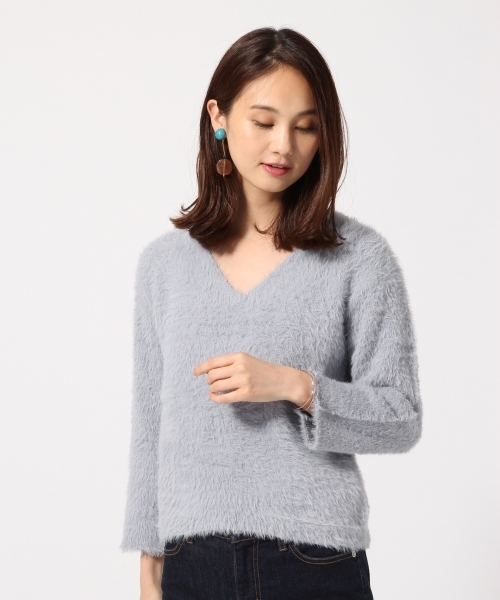 GLOBAL WORK（グローバルワーク）の「ソフトフェザープルオーバー長袖/771970 （ニット/セーター・レディース・ネイビー/グレー/ブルー/ワインレッド/ライトグリーン/ベージュ/グレー系その他・SMALL/MEDIUM/LARGE）」の13枚目の写真