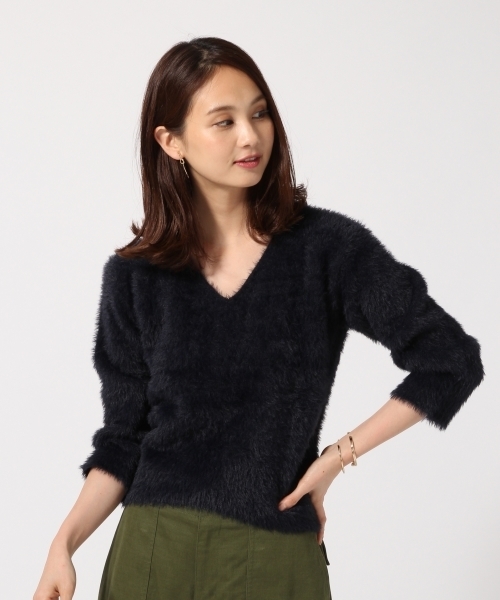 GLOBAL WORK（グローバルワーク）の「ソフトフェザープルオーバー長袖/771970 （ニット/セーター・レディース・ネイビー/グレー/ブルー/ワインレッド/ライトグリーン/ベージュ/グレー系その他・SMALL/MEDIUM/LARGE）」の14枚目の写真