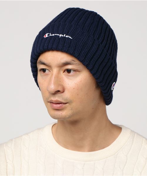 Champion(チャンピオン)の「【CHAMPION】裏フリースワンポイントロゴワッチ(ニットキャップ/ビーニー・メンズ・ブラック/ネイビー/グレー/レッド/オフホワイト・FREE)」の4枚目の写真