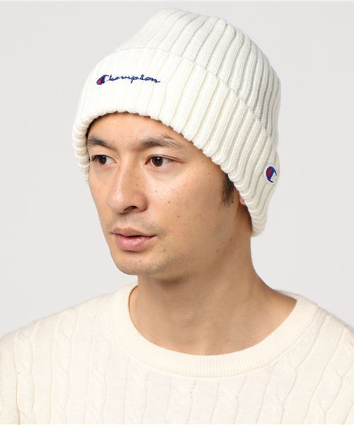 Champion(チャンピオン)の「【CHAMPION】裏フリースワンポイントロゴワッチ(ニットキャップ/ビーニー・メンズ・ブラック/ネイビー/グレー/レッド/オフホワイト・FREE)」の2枚目の写真