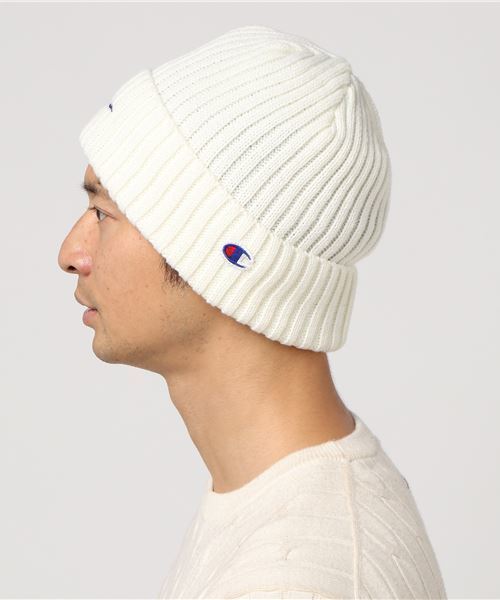 Champion(チャンピオン)の「【CHAMPION】裏フリースワンポイントロゴワッチ(ニットキャップ/ビーニー・メンズ・ブラック/ネイビー/グレー/レッド/オフホワイト・FREE)」の6枚目の写真