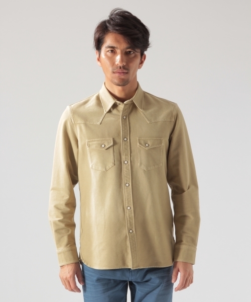 BAYFLOW（ベイフロー）の「BAYFLOW／カットツイル硫化ウエスタンシャツ　18SS（シャツ/ブラウス・メンズ・ピンク/ブルー/ベージュ・LARGE/MEDIUM/SMALL）」の8枚目の写真