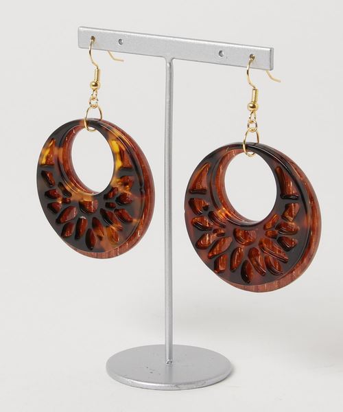 チャイハネ（チャイハネ）の「【チャイハネ】透かし模様ロータスピアス（ピアス（両耳用）・レディース・ホワイト/ブラウン/ターコイズブルー・FREE）」の5枚目の写真