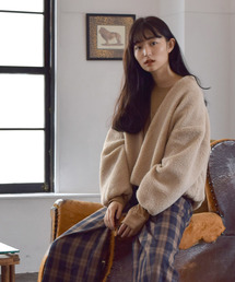 w closet | 【ZOZO限定】ブークレショート丈ジャケット_(ノーカラージャケット)