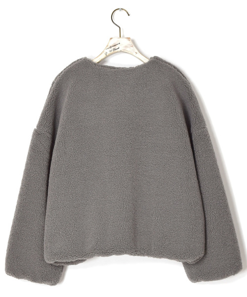 w closet（ダブルクローゼット）の「【WEB限定】ブークレショート丈ジャケット_（ノーカラージャケット・レディース・キャメル/ベージュ/グレー・FREE）」の10枚目の写真