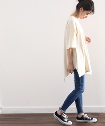 classicalelf | アシンメトリービッグシルエットミドル丈無地クルーネックTシャツ(半袖)(Tシャツ/カットソー)