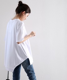 classicalelf | アシンメトリービッグシルエットミドル丈無地クルーネックTシャツ(半袖)(Tシャツ/カットソー)