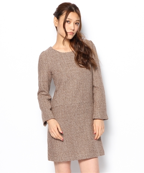 Soareak(ソアリーク)の「バックファスナーツイードワンピース(ワンピース・レディース・ベージュ/レッド/ブラック・SMALL/MEDIUM)」の1枚目の写真