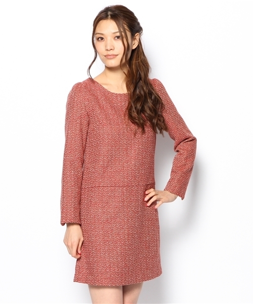 Soareak(ソアリーク)の「バックファスナーツイードワンピース(ワンピース・レディース・ベージュ/レッド/ブラック・SMALL/MEDIUM)」の3枚目の写真