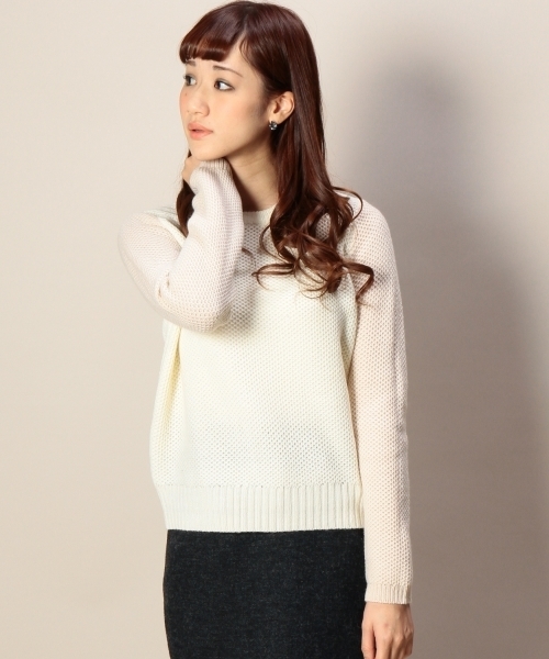 BEAUTY&YOUTH UNITED ARROWS(ビューティーアンドユースユナイテッドアローズ)の「BYBC 袖バイカラーショートクルーネックニット ◆(ニット/セーター・レディース・ホワイト/ブラック/イエロー・フリー)」の15枚目の写真