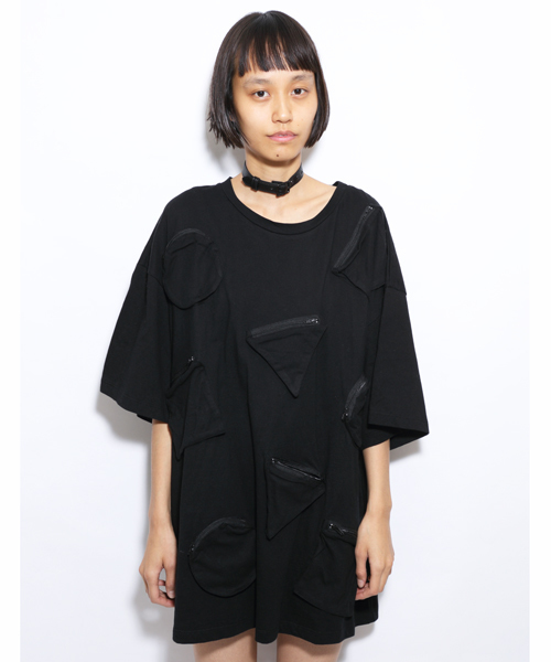 i(アイ)の「○△□ポケットT(Tシャツ/カットソー・レディース・ホワイト/ブラック・フリ-)」の1枚目の写真