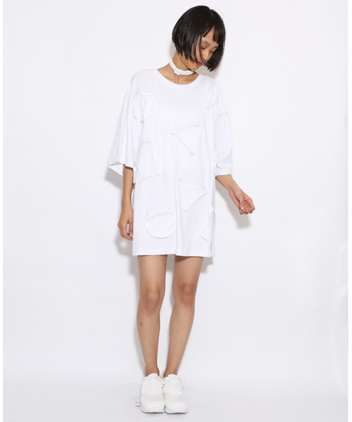 i(アイ)の「○△□ポケットT(Tシャツ/カットソー・レディース・ホワイト/ブラック・フリ-)」の3枚目の写真