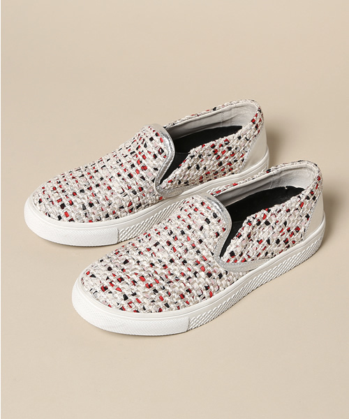 ROSE BUD（ローズバッド）の「LR-14103 TWEED SLIPON SNEAKER（スニーカー・レディース・ブラック×レッド/ライトブルー・39/38/36/37）」の12枚目の写真