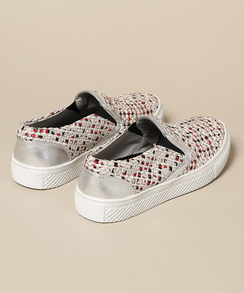 ROSE BUD（ローズバッド）の「LR-14103 TWEED SLIPON SNEAKER（スニーカー・レディース・ブラック×レッド/ライトブルー・39/38/36/37）」の9枚目の写真