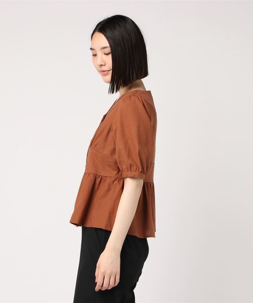 rps（アールピーエス）の「ウエストマーク5分袖ペプラムブラウス（シャツ/ブラウス・レディース・アイボリー/ベージュ/キャメル・M）」の5枚目の写真