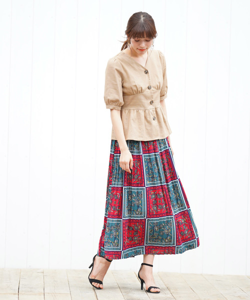 rps（アールピーエス）の「ウエストマーク5分袖ペプラムブラウス（シャツ/ブラウス・レディース・アイボリー/ベージュ/キャメル・M）」の8枚目の写真